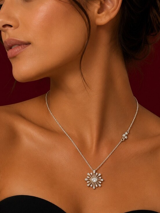 Brighton Jewelry - BRIGHTON Mira Silver Sunburst Crystal Pendant Necklace